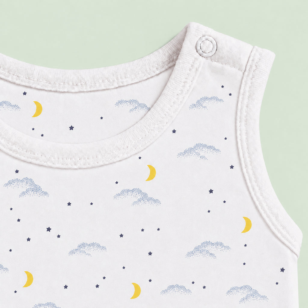 Baby Sleeveless Floral Onesie | Moon | 0-3 Months