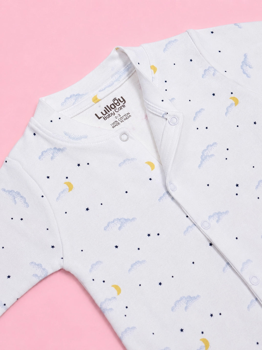 Baby Button Sleepsuit Moon| 0-3 Months | Romper