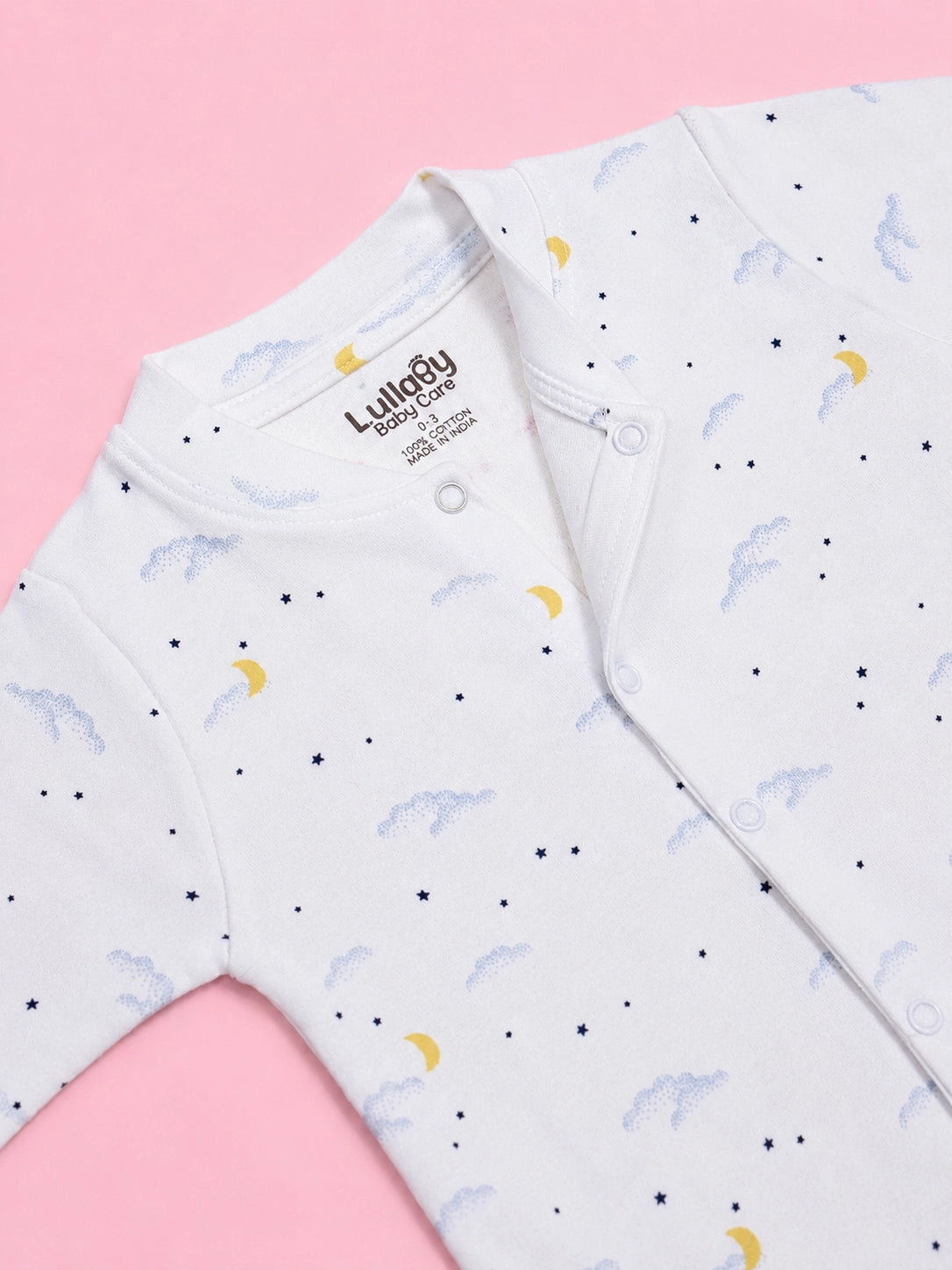 Baby Button Sleepsuit Moon| 0-3 Months | Romper