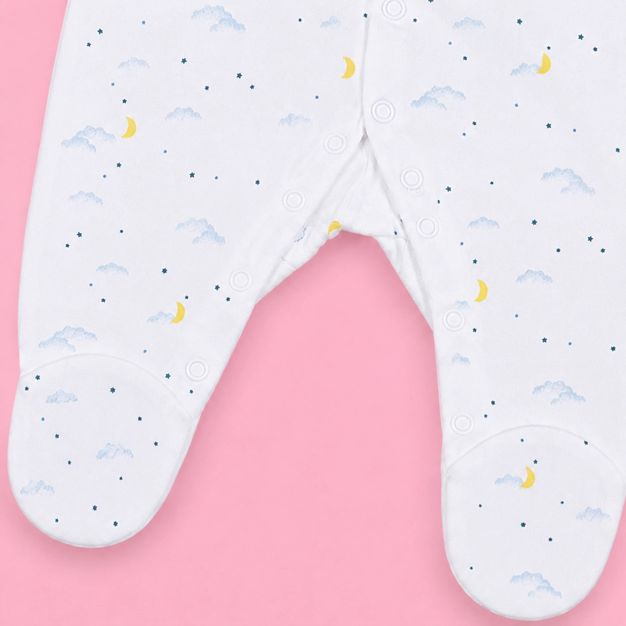 Baby Button Sleepsuit Moon| 0-3 Months | Romper