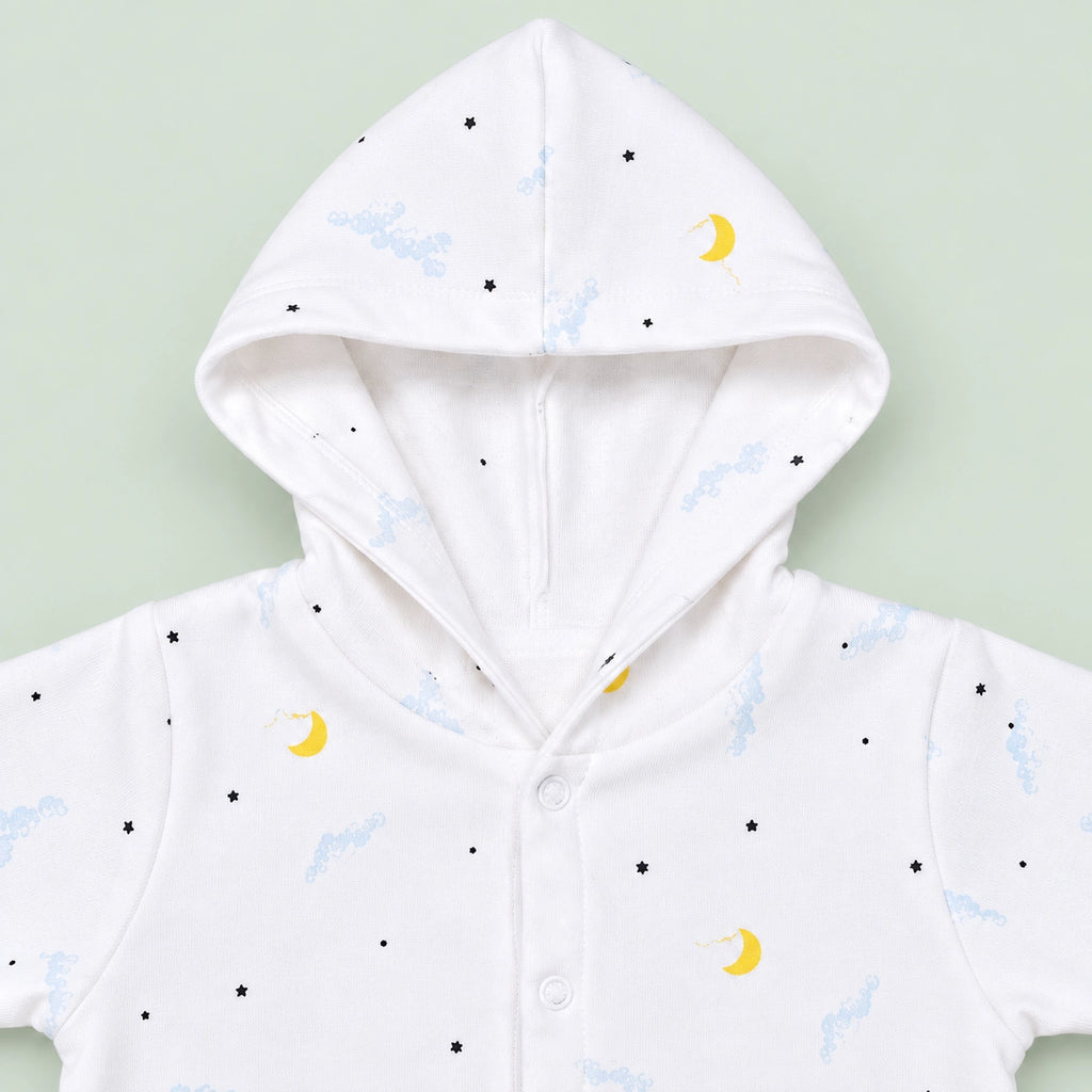 Baby Hooded Button Sleepsuit | 0-3 Months | Romper