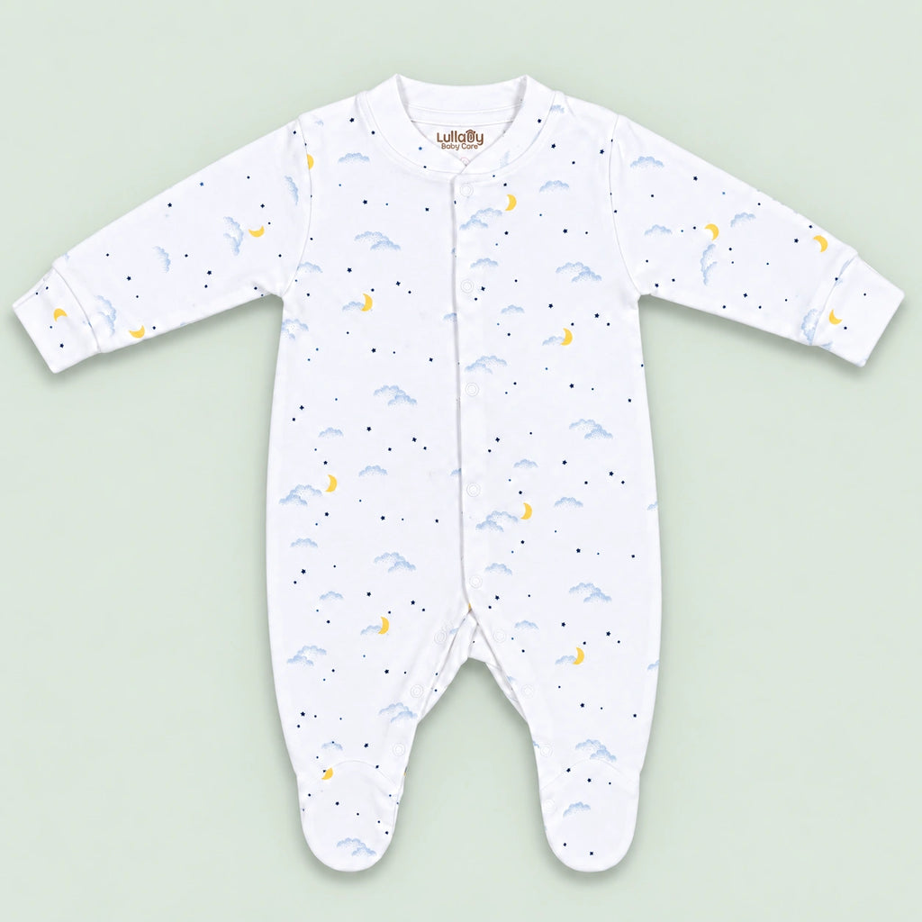 Baby Button Sleepsuit Moon| 0-3 Months | Romper