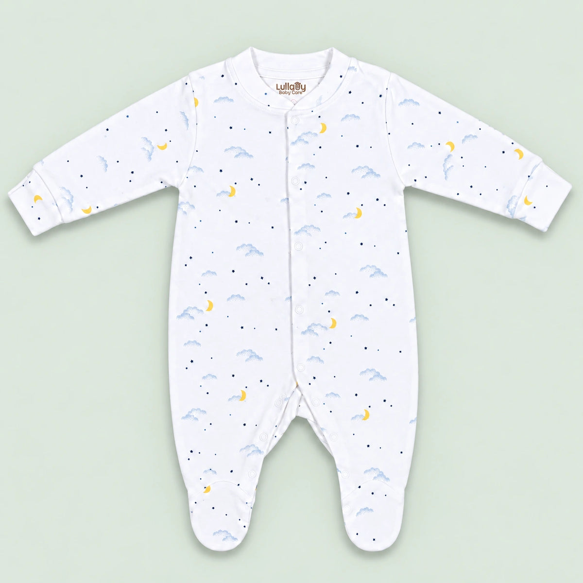 Baby Button Sleepsuit Moon| 0-3 Months | Romper