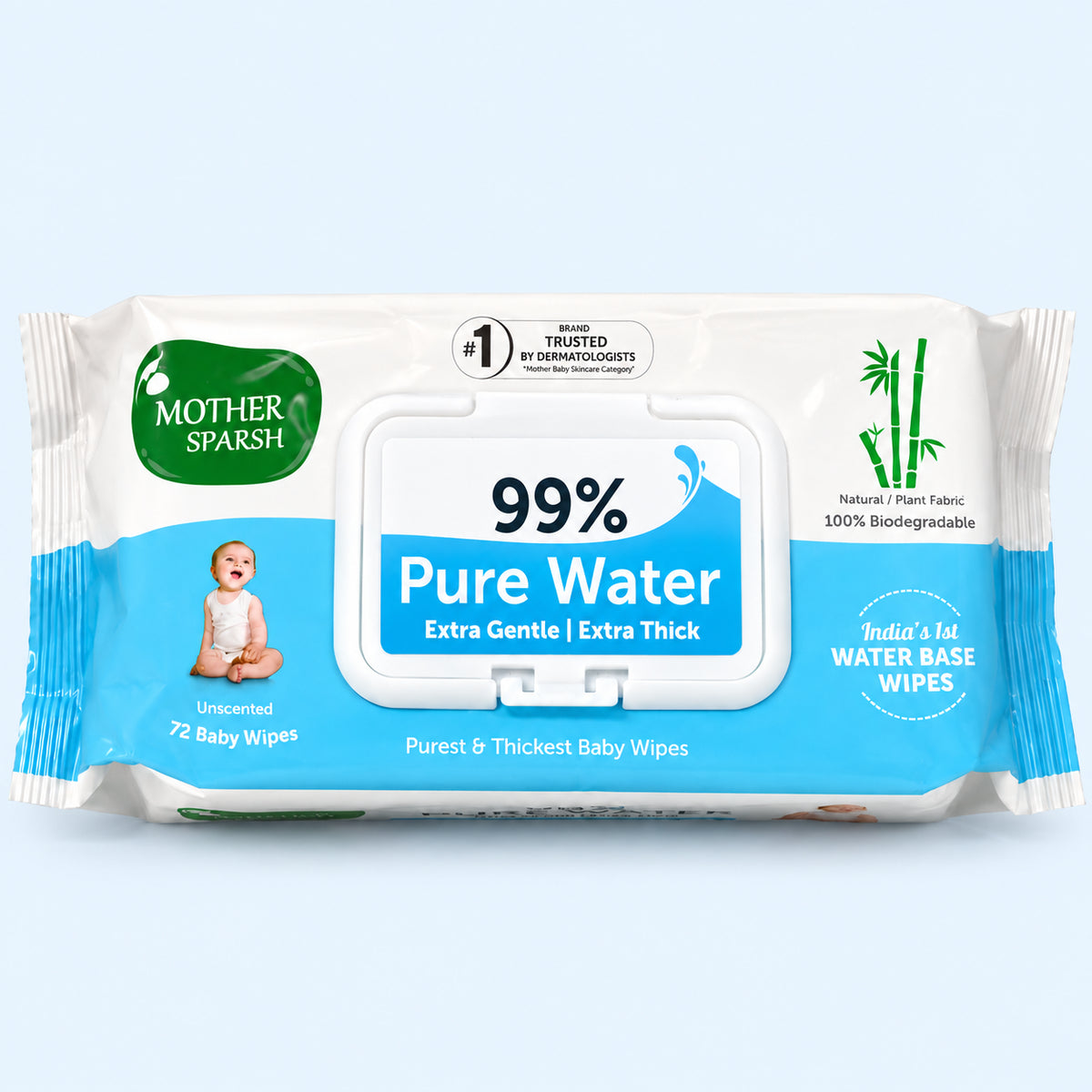 Mother Sparsh 99% Pure Water Baby Wipes |72 Wipes|