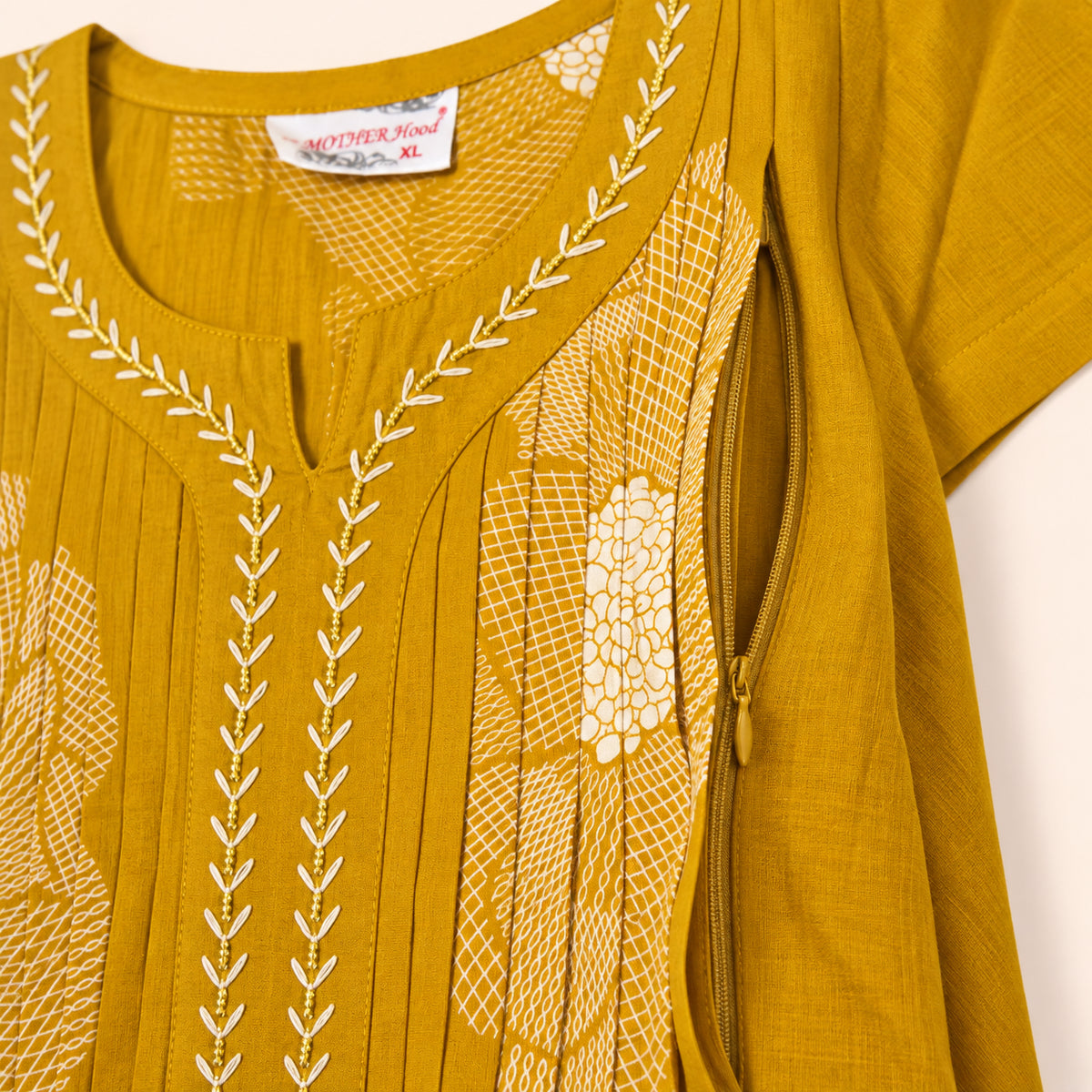 Mustard Yellow Maternity & Nursing Kurta Set with Dupatta