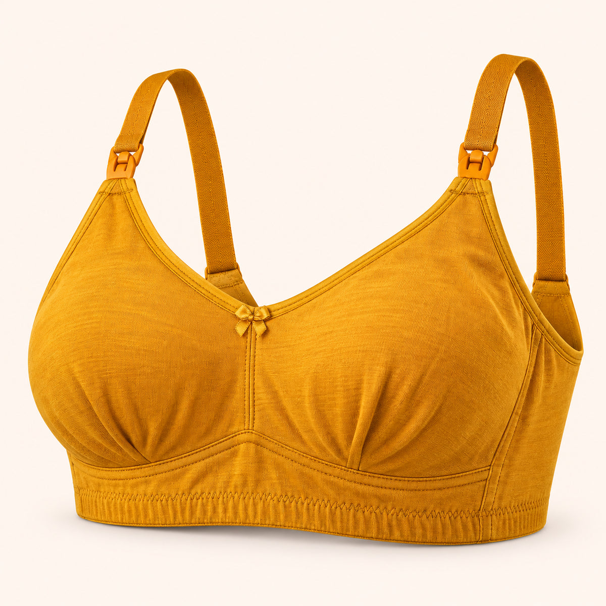 Maternity & Nursing Bra with Easy Feeding Clips|Mustard Yellow|L|