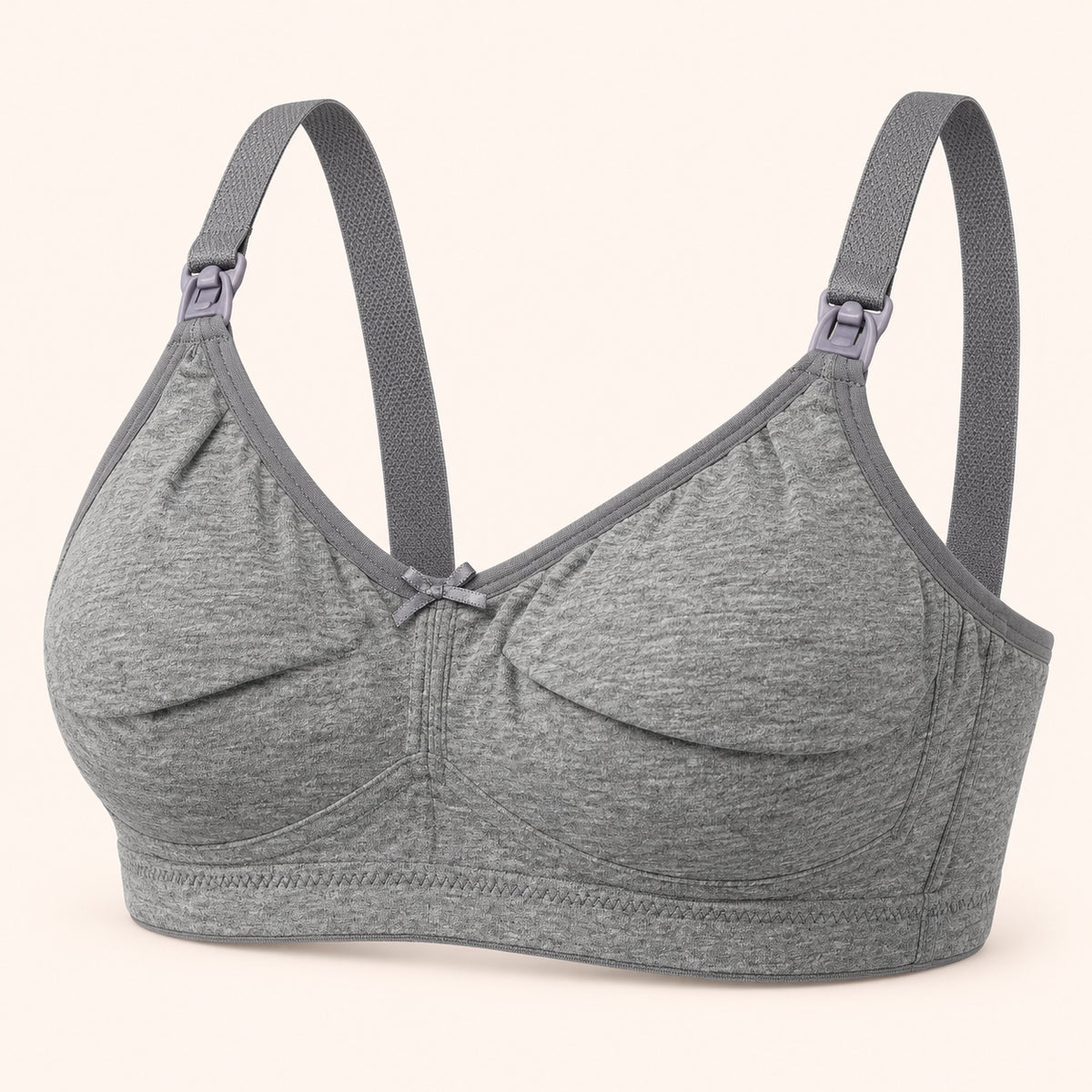 Maternity & Nursing Bra with Easy Feeding Clips|Grey|S|