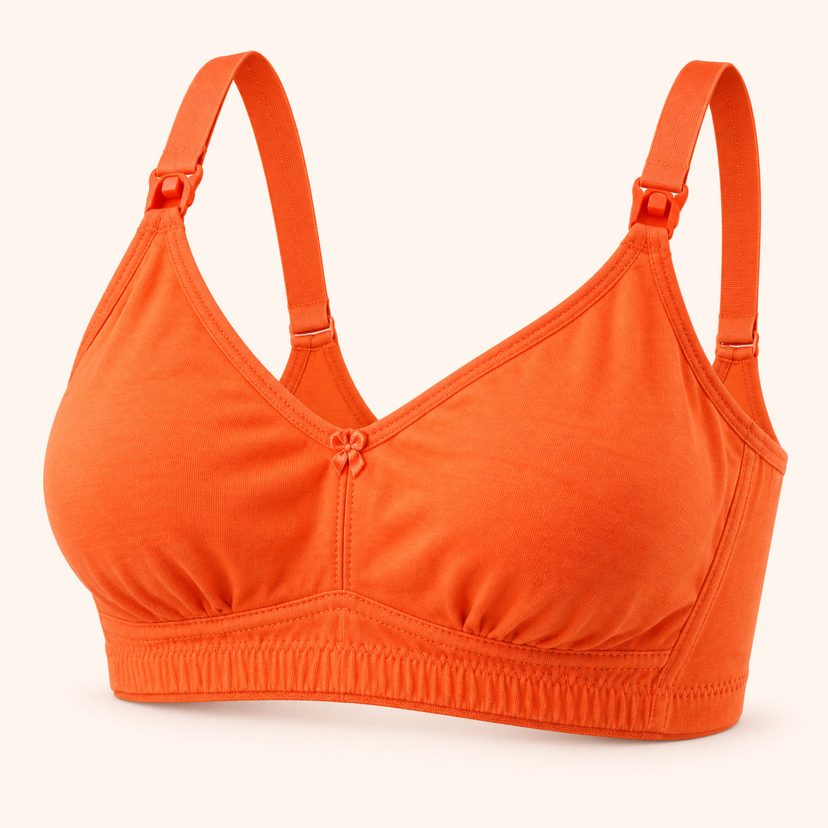 Maternity & Nursing Bra with Easy Feeding Clips|Orange|S|