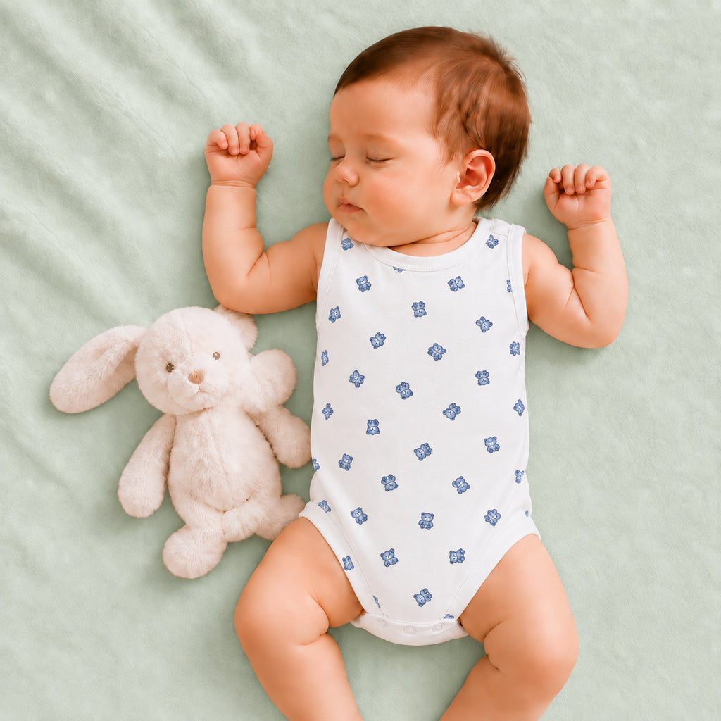 Baby Sleeveless Floral Onesie | Bear | 0-3 Months