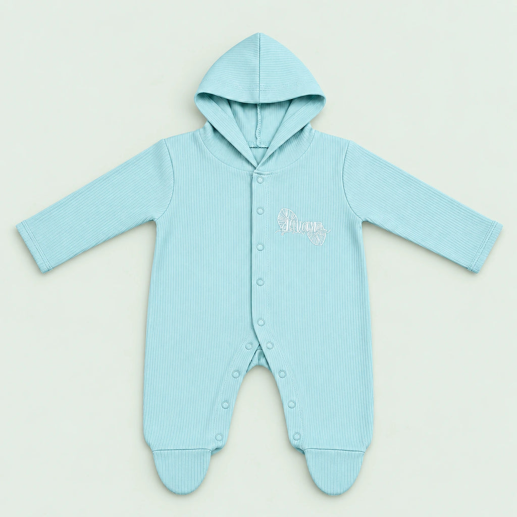 Baby Hooded Button  Sleepsuit Bear| 0-3 Months |