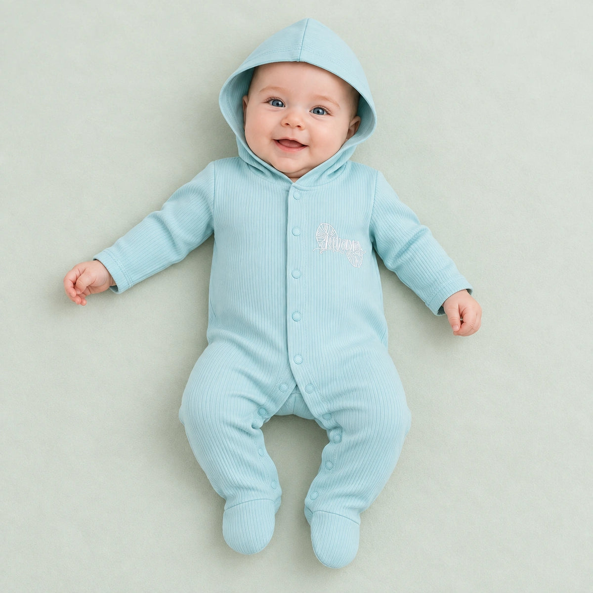 Baby Hooded Button  Sleepsuit Bear| 0-3 Months |