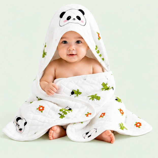 Soft Hooded Receiving Towel for Newborn Baby | Panda|