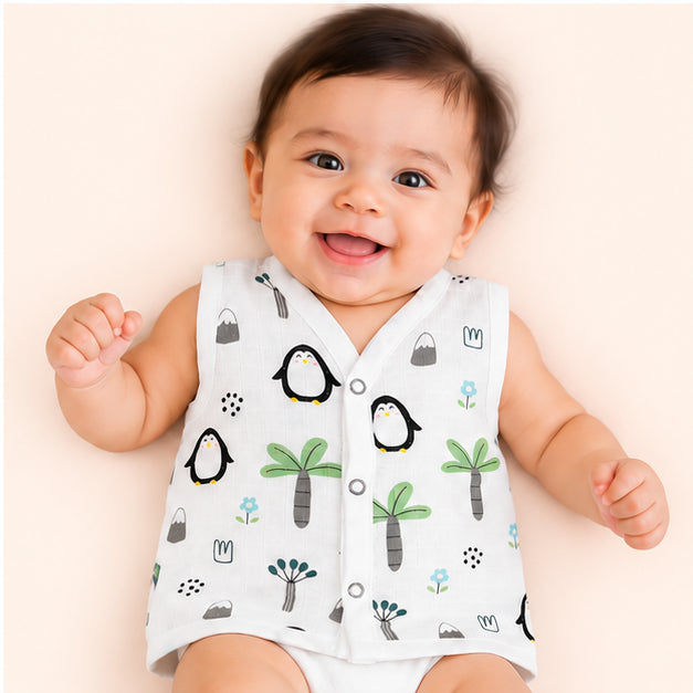 Printed Muslin Jabala for Newborn Baby