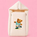 Baby Sleeping Bag & Carry Nest | Crinkled Muslin | Peach | Bear  | Newborn Bedding Set | Portable & Travel Friendly | 0–3 Months