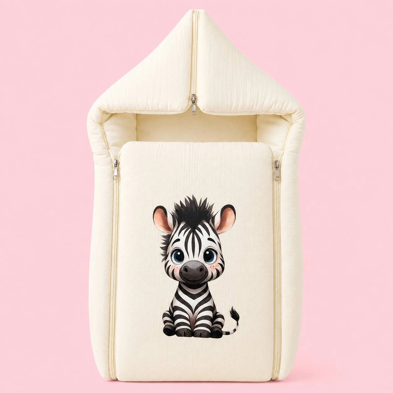 Baby Sleeping Bag And Carry Nest | Crinkled Muslin | Yellow | Zebra |  Bedding Set New Born Baby | Portable And Travel Friendly | 0-3 Months