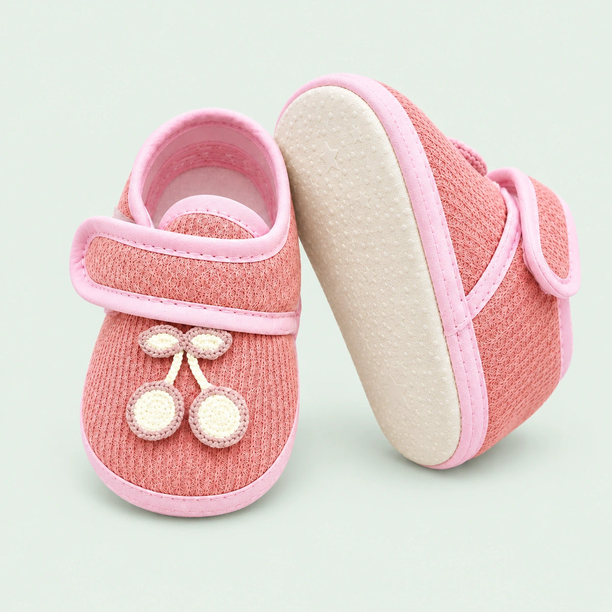 Soft Newborn Baby Booties with Adjustable Strap |Pink|