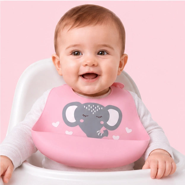 Waterproof Silicone Baby Feeding Bib with Food Catcher | Elephant|