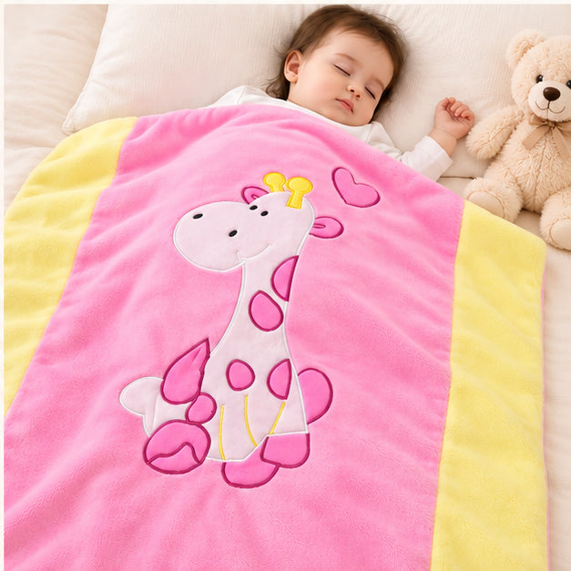 Baby Fleece Blanket |Pink Giraffe|