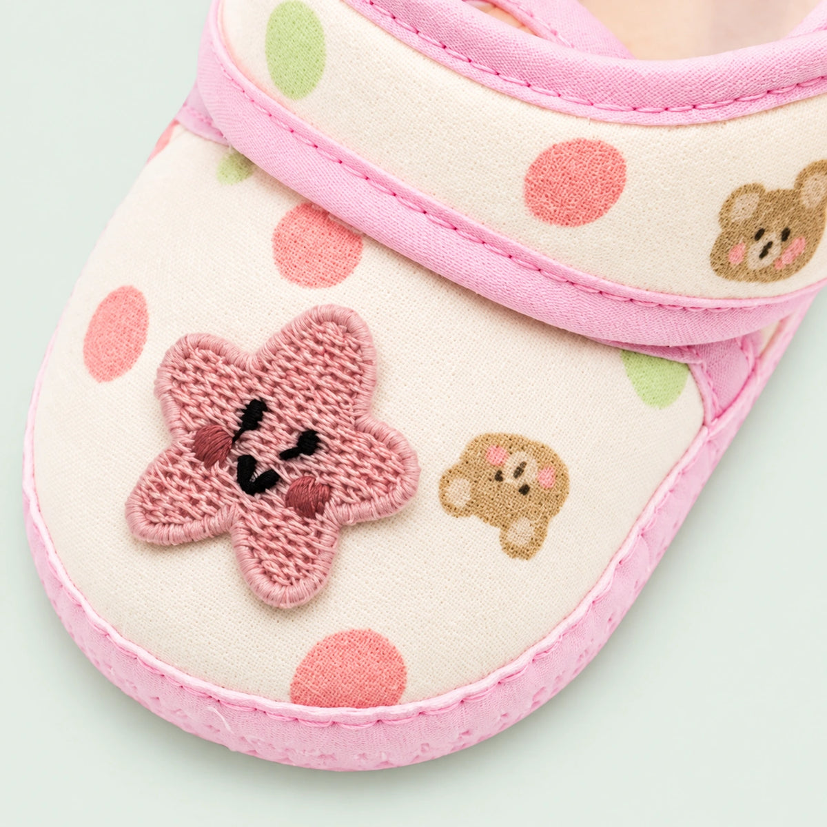 Soft Newborn Baby Booties with Adjustable Strap | Pink Star|