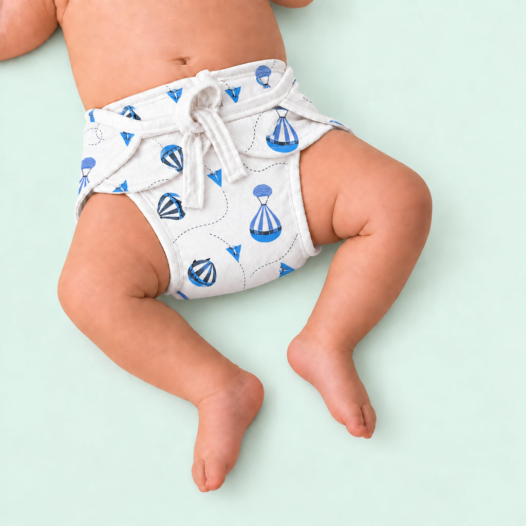 Muslin Nappies | Tie - up | Blue Parachute