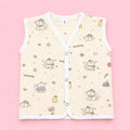 Crinkled Muslin Button Jabala | Cream dog | Soft Muslin Summer Wear For Babies | 0-3 Months  | Pack Of 1