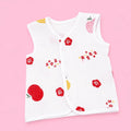 Crinkled Muslin Button Jabala | White Red Chery | Soft Muslin Summer Wear For Babies | 0-3 Months  | Pack Of 1