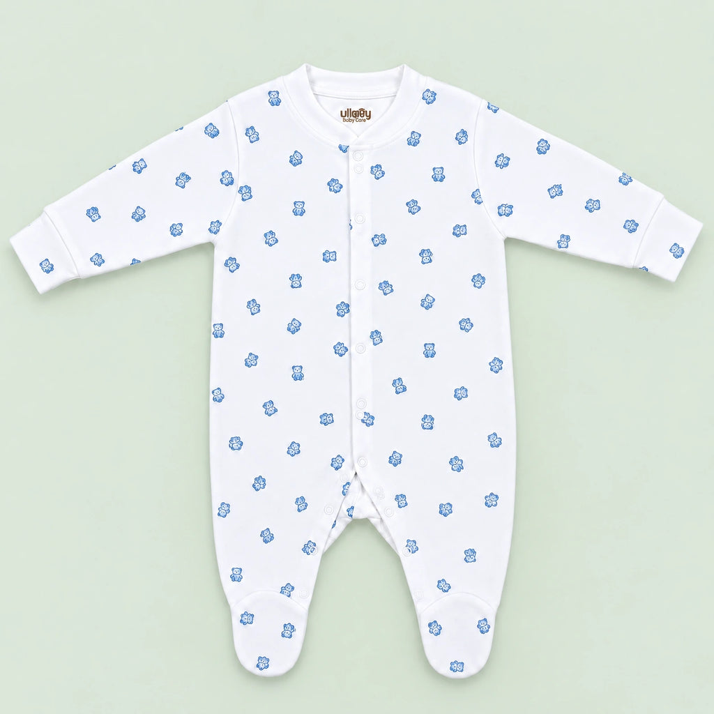 Baby Button Sleepsuit Bear| 0-3 Months | Romper
