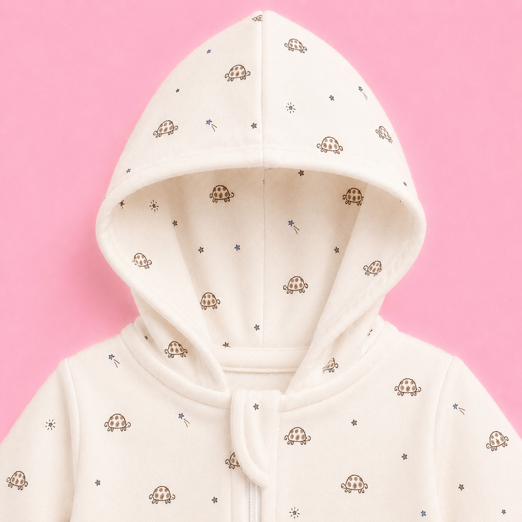 Baby Hooded Zip Sleepsuit Turtle – 0-3 Months