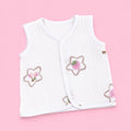 Crinkled Muslin Button Jabala | White Star | Soft Muslin Summer Wear For Babies | 0-3 Months  | Pack Of 1