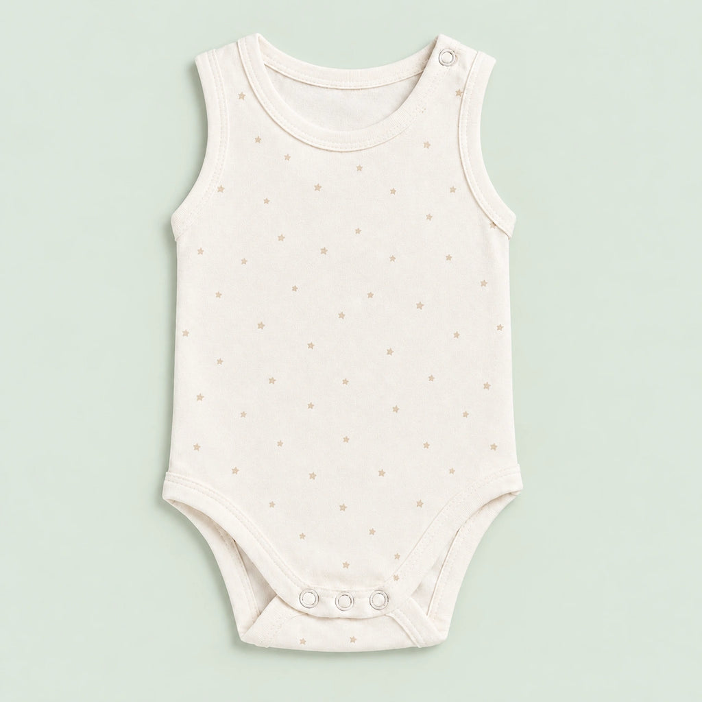 Baby Sleeveless Floral Onesie Star Print– 0-3 Months
