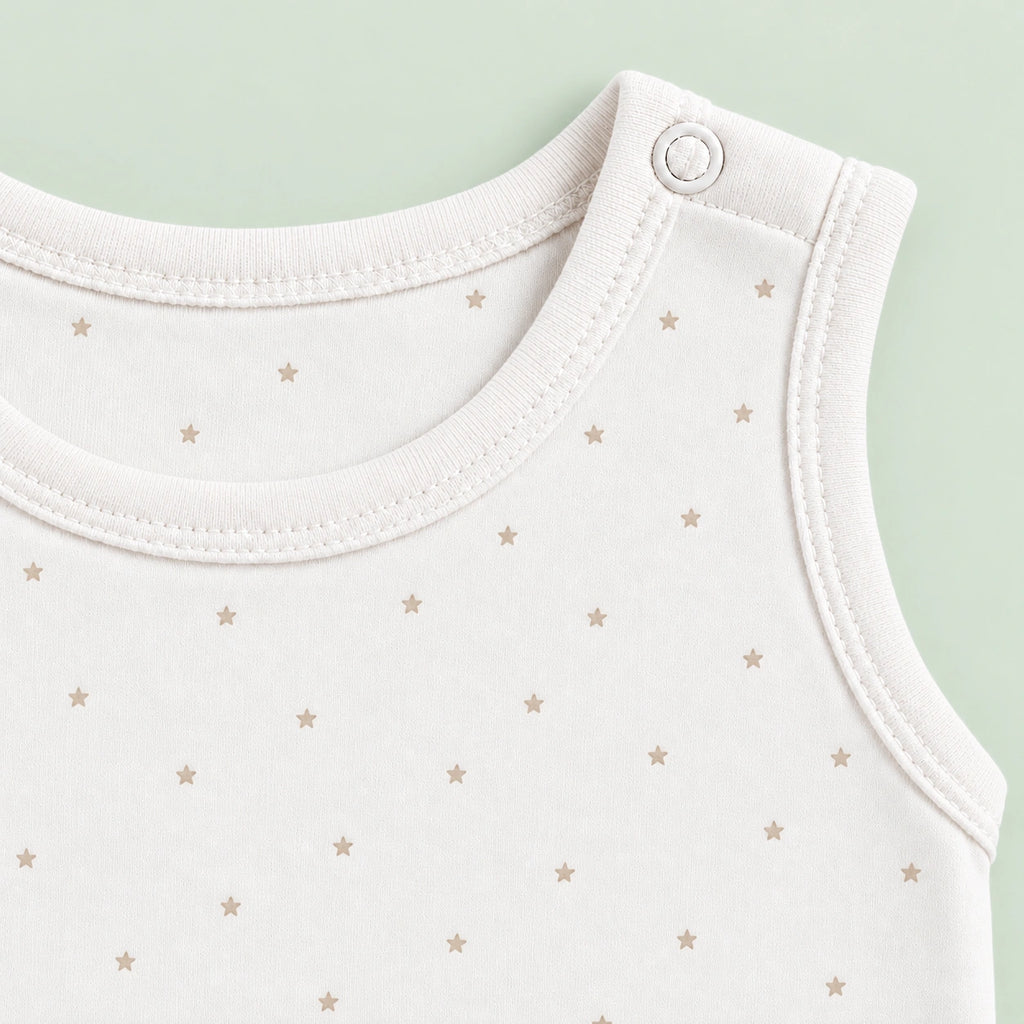 Baby Sleeveless Floral Onesie Star Print– 0-3 Months