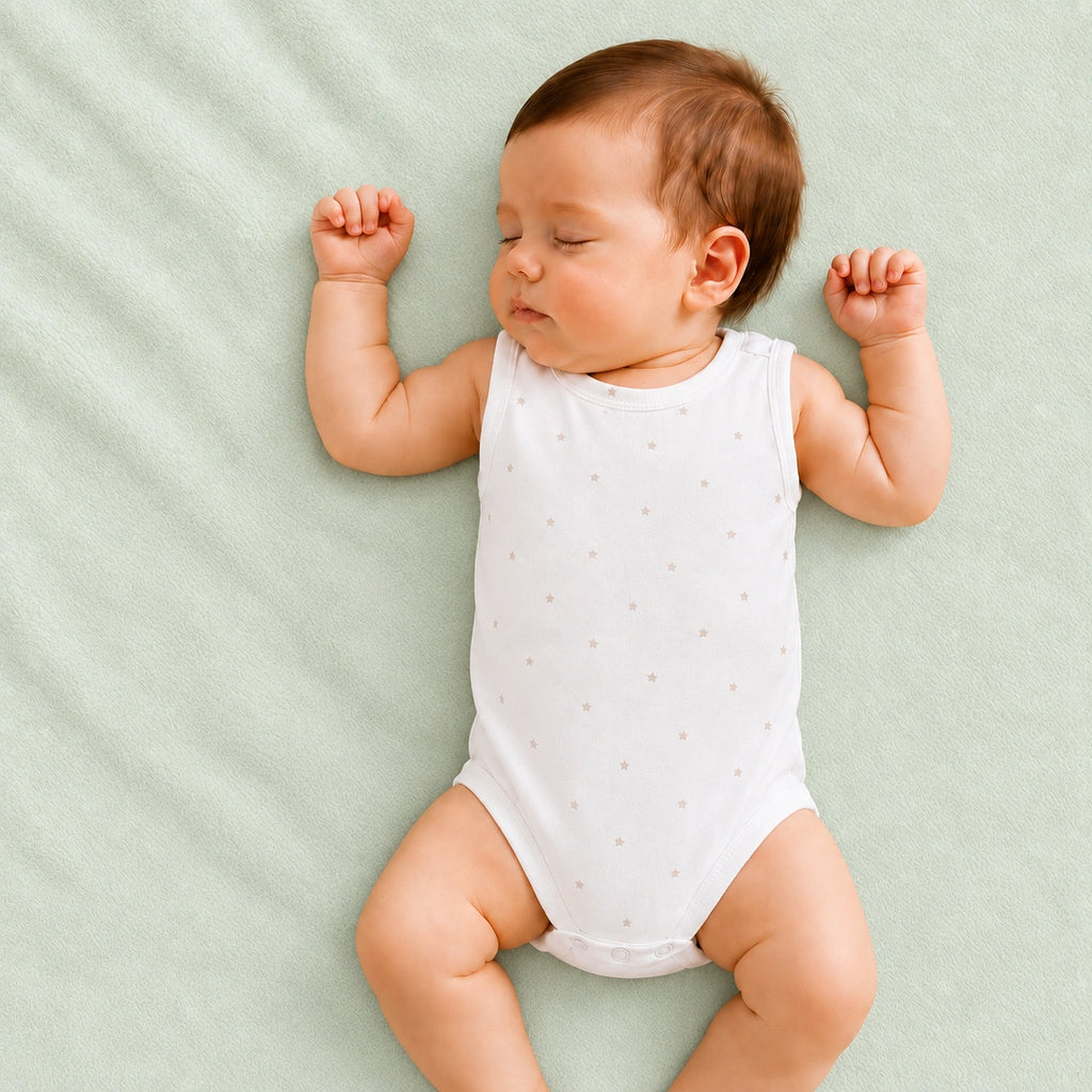 Baby Sleeveless Floral Onesie Star Print– 0-3 Months