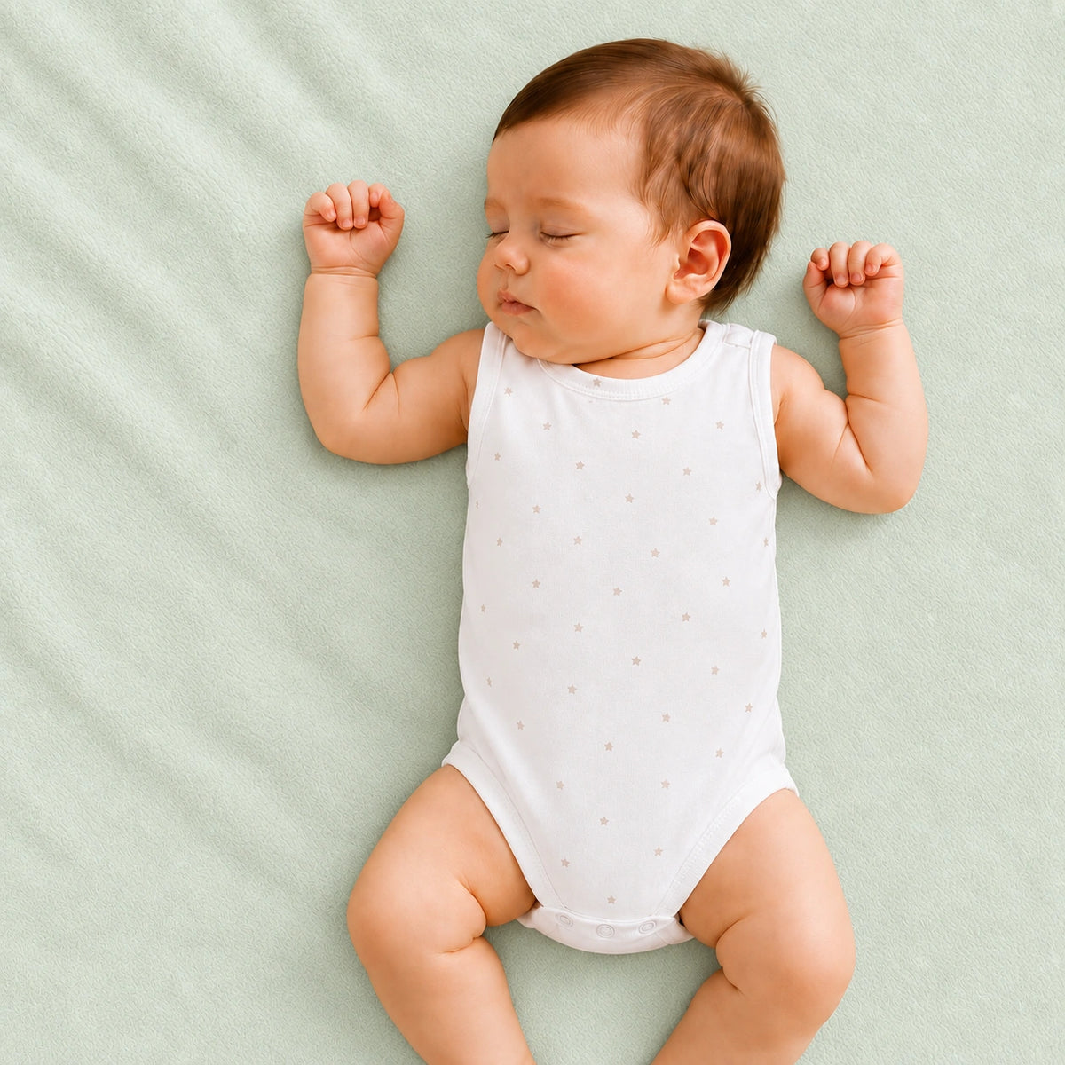 Baby Sleeveless Floral Onesie Star Print– 0-3 Months