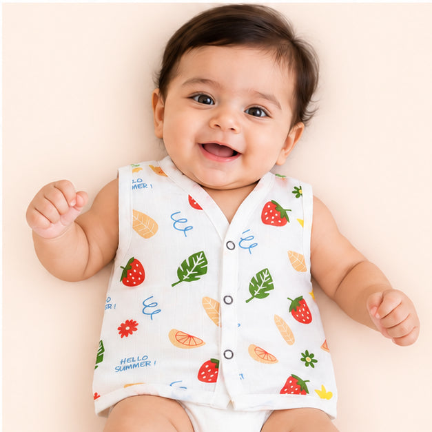 Printed Muslin Jabala for Newborn Baby