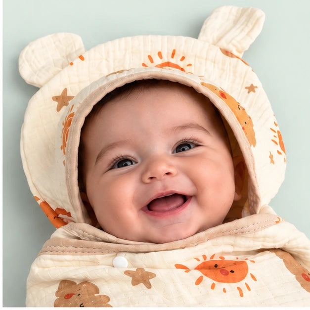 Soft Muslin Baby Swaddle Wrapper with Hood