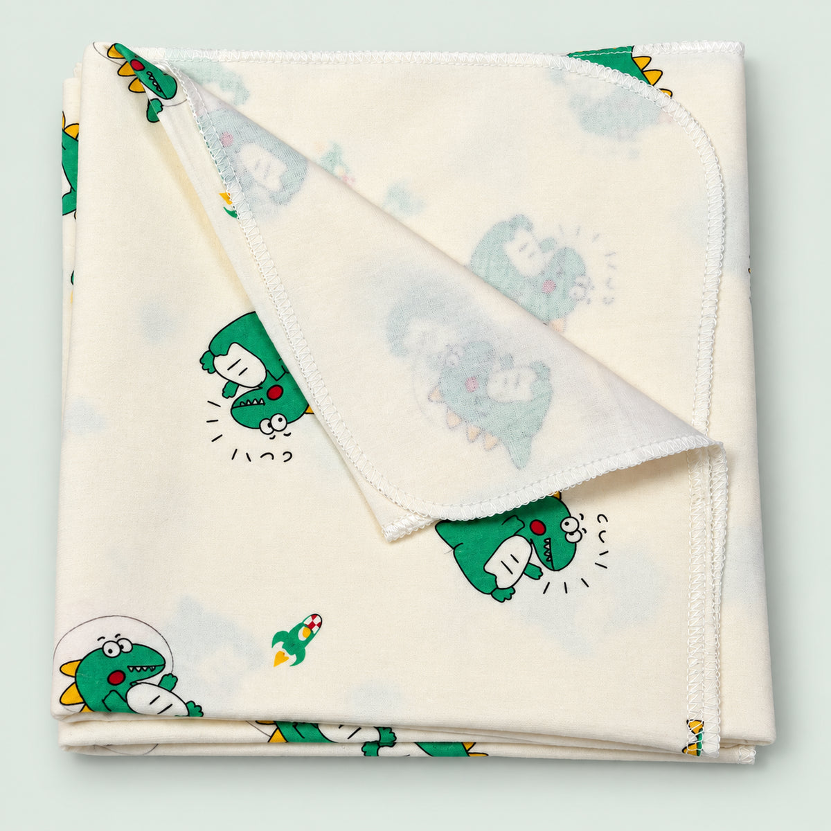 Cotton Baby Swaddle|Green Dinosaur|