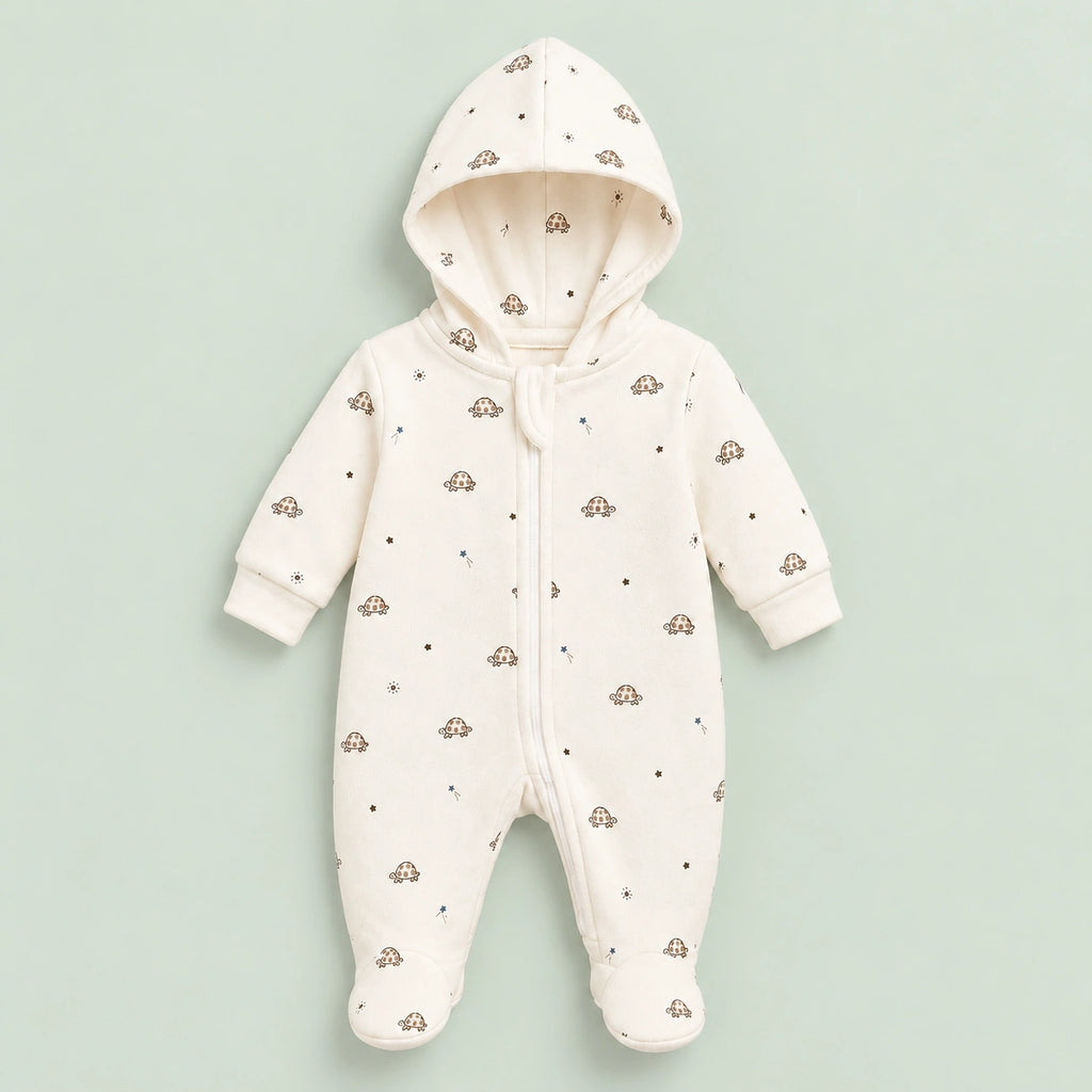 Baby Hooded Zip Sleepsuit Turtle | Romper | 0-3 Months