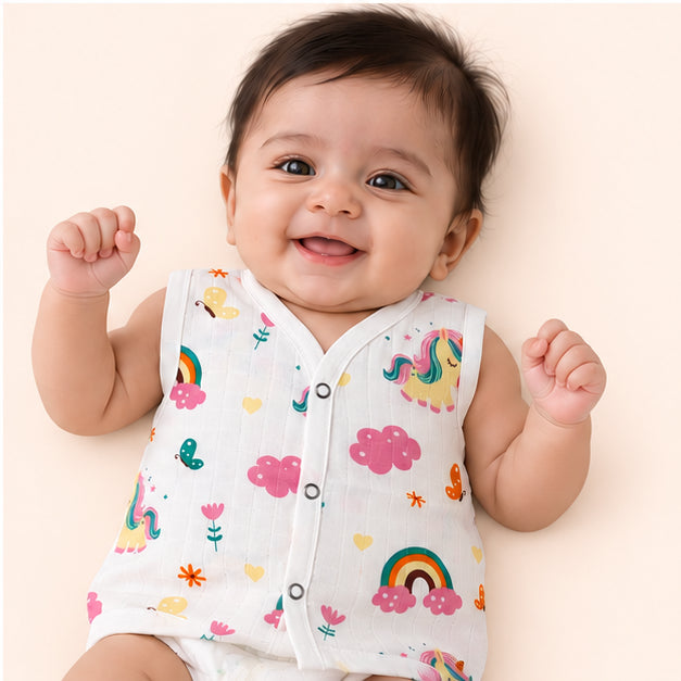 Printed Muslin Jabala for Newborn Baby