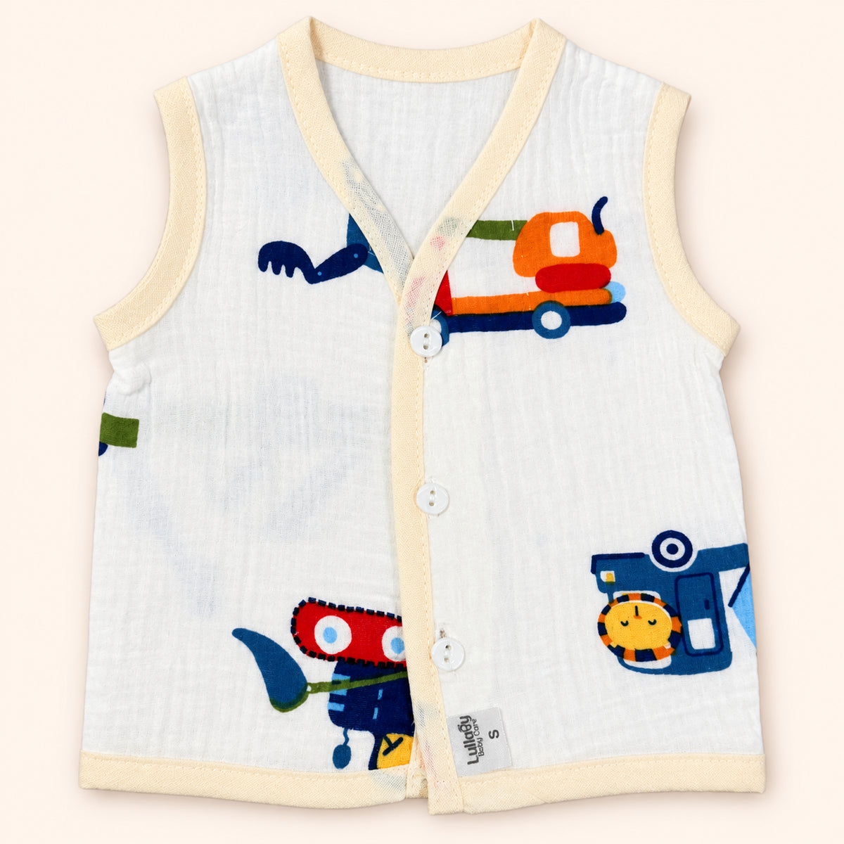 Muslin Sleeveless  Newborn Baby Jabala