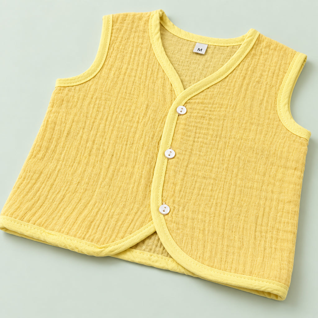 Soft Muslin Jabala for Newborn Baby | Yellow|